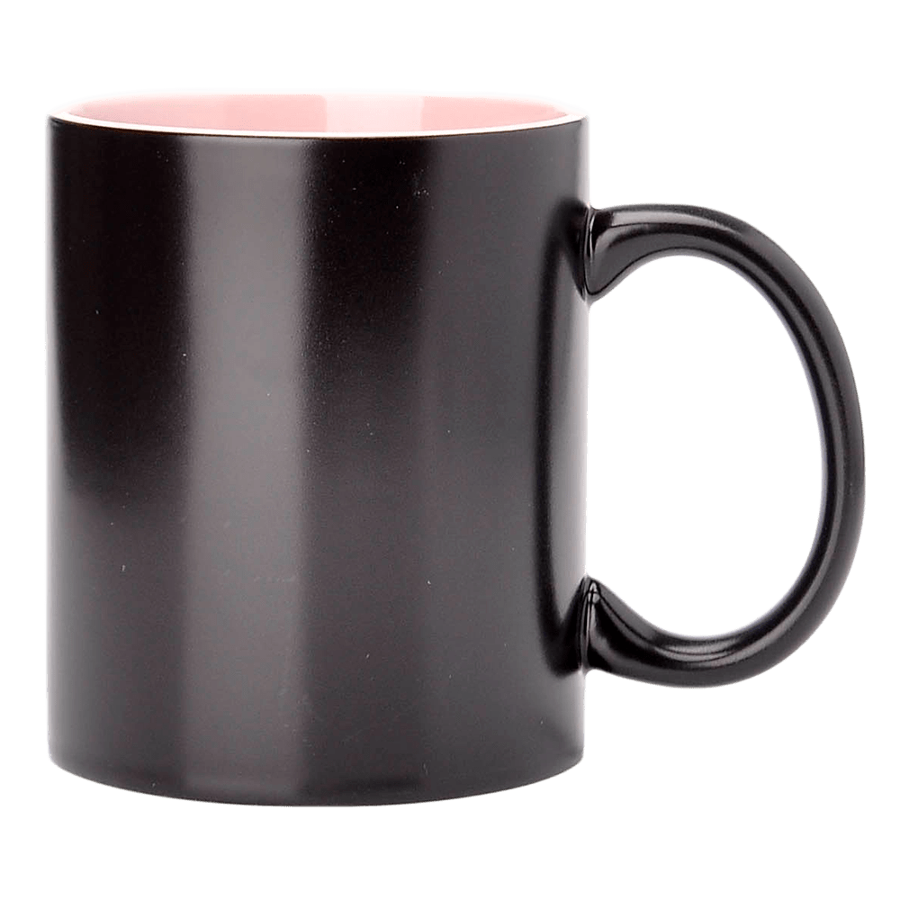 SM-021 Magický hrnek černý s růžovým vnitřkem 330ml