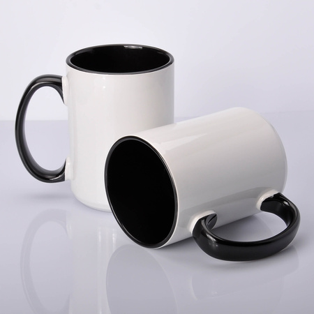 Karton 36 ks. Sublimační hrnek UNISUB SM-041 AA+ 425ml černý interiér a ucho