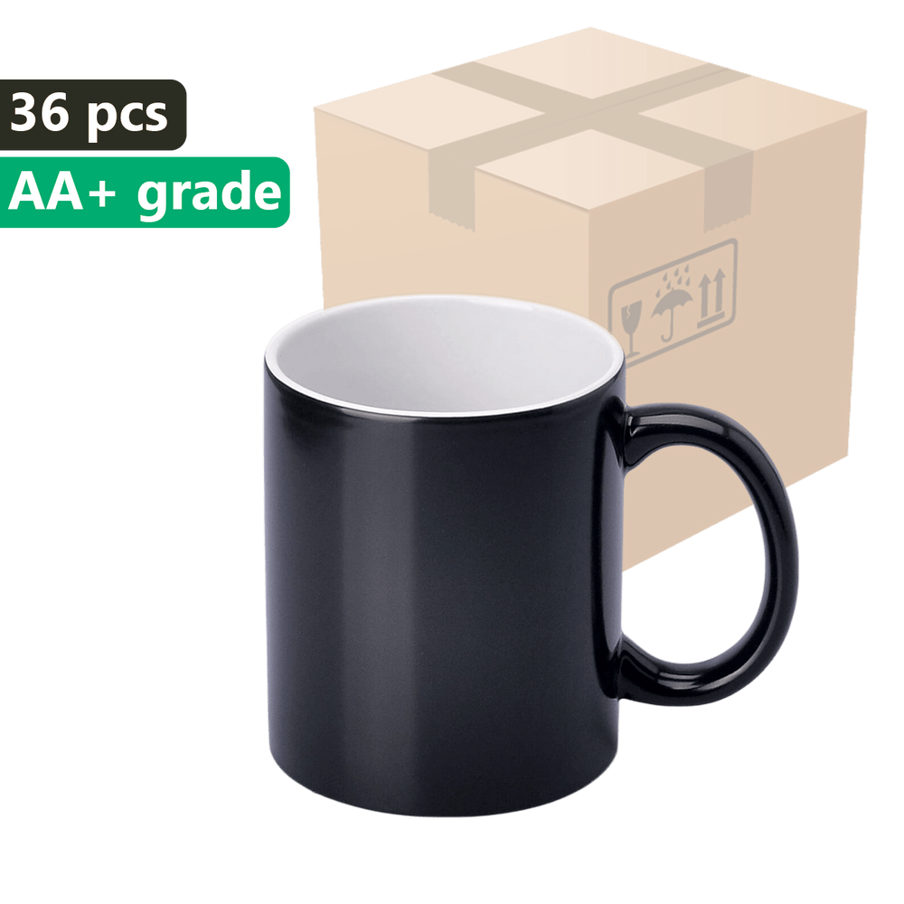 Carton 36 pieces Magic mug black SM-026 with white interior 330ml (semi-matte)