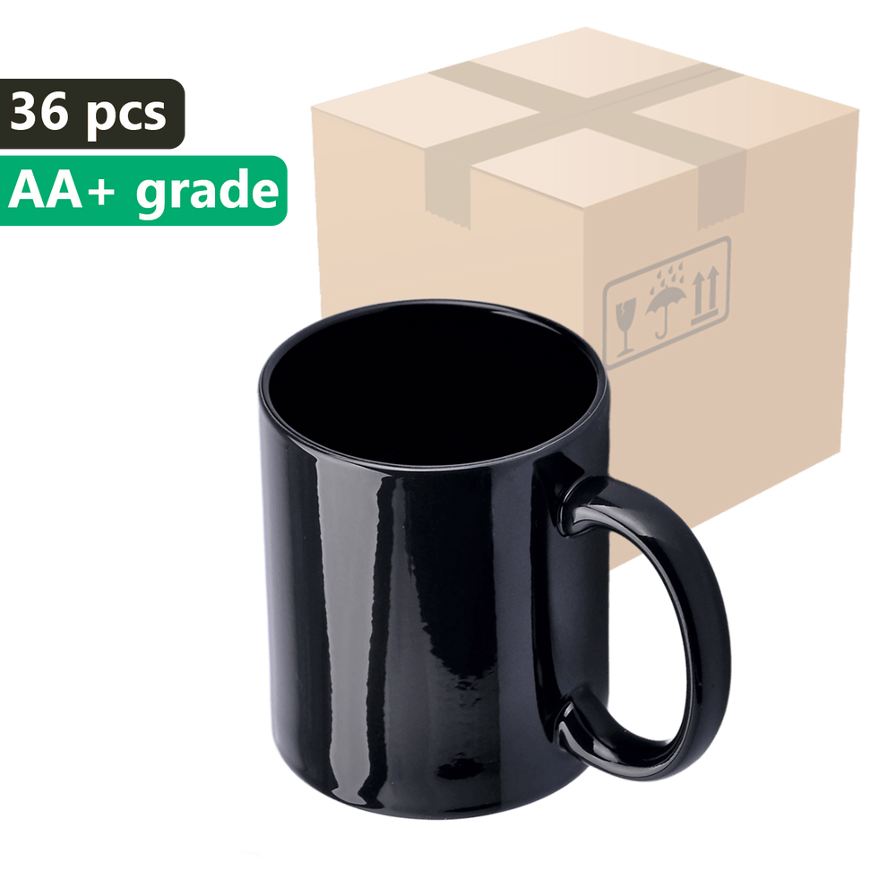 Karton 36 ks. Magický hrnek černý s černým vnitřkem 330 ml (lesklý) SM-018