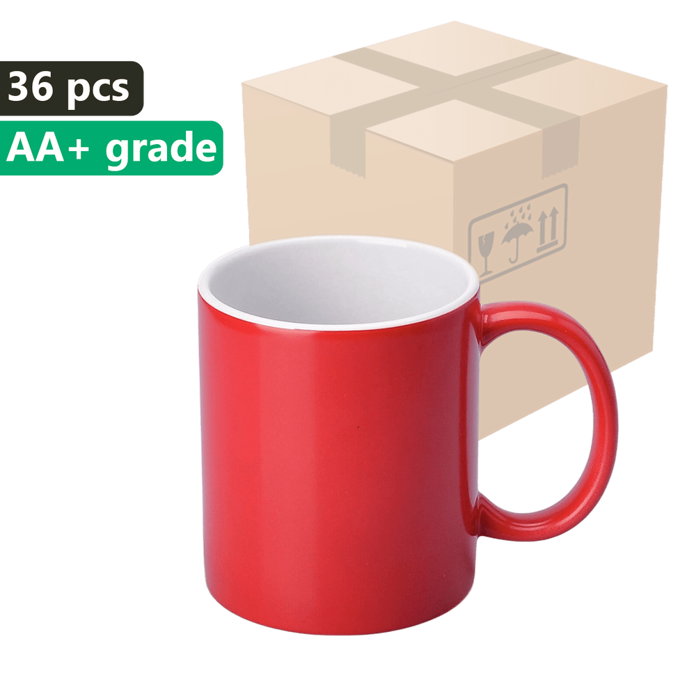 Carton 36 pieces Magic mug red SM-028 with white interior 330ml (semi-matte)