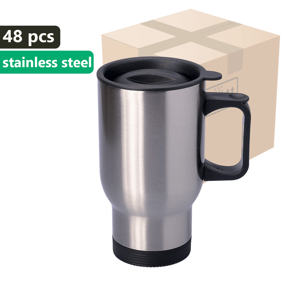 CARTON 48 pcs. OUTDOOR 650ml metallic silver stainless steel thermal mug UNISUB TM-001