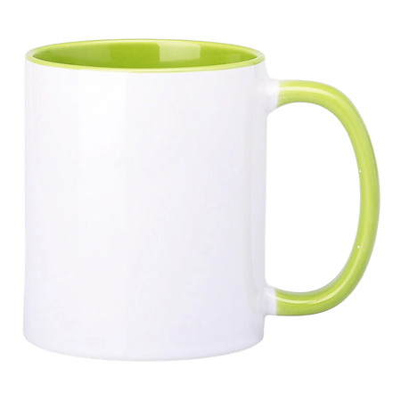 Sublimationsbecher 330ml mit hellgrüner Innenseite und AA+ Ohrhörer UNISUB SM-008