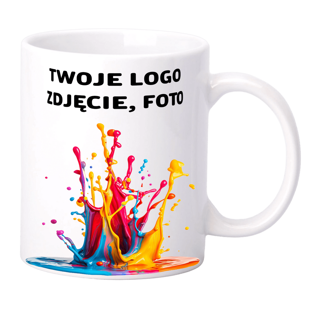 White mug with printed 330ml Grade A UNISUB SM-049