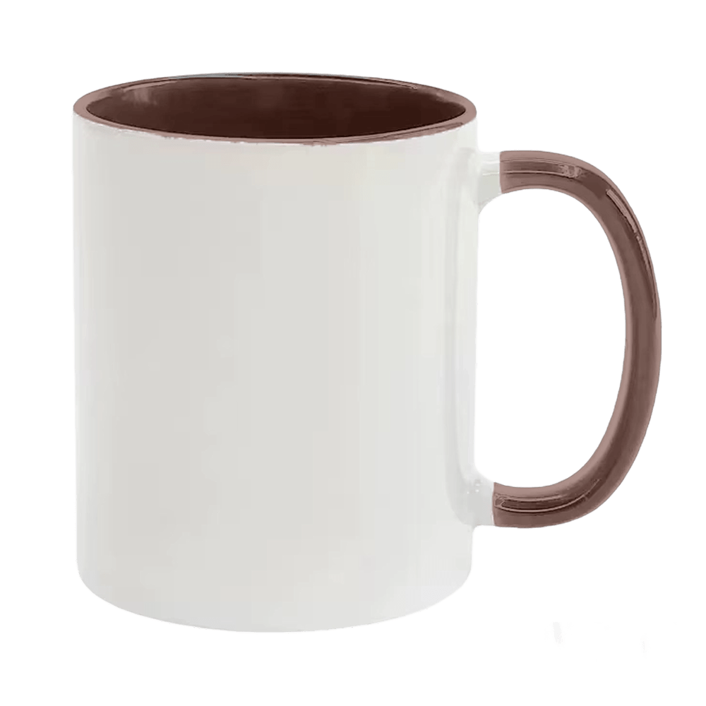 UNISUB Sublimationsbecher SM-056 330 ml weiß mit brauner Innenseite und Griff Klasse AA+