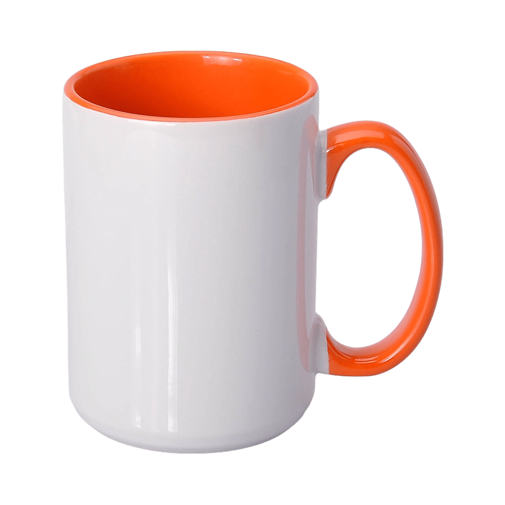 Kubek do sublimacji UNISUB SM-039 425ml z pomarańczowym wnętrzem i uszkiem AA+