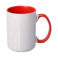 Kubek z czerwonym wnętrzem i uszkiem 425ml UNISUB SM-034 do sublimacji AA+