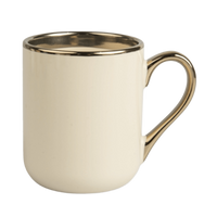 Kubek do sublimacji UNISUB SM-061 350 ml kremowy / beżowy żółty ze złotym obrzeżem i uszkiem klasa AA+